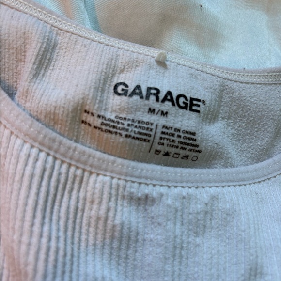 Garage White Ribbed Crop Top - Picture 2 of 3